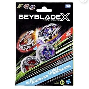Hasbro Beyblade X Beat Tyranno 4-70Q & Knife Shinobi 4-80HN 2-Pack NEW